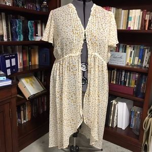 floral button front duster dress